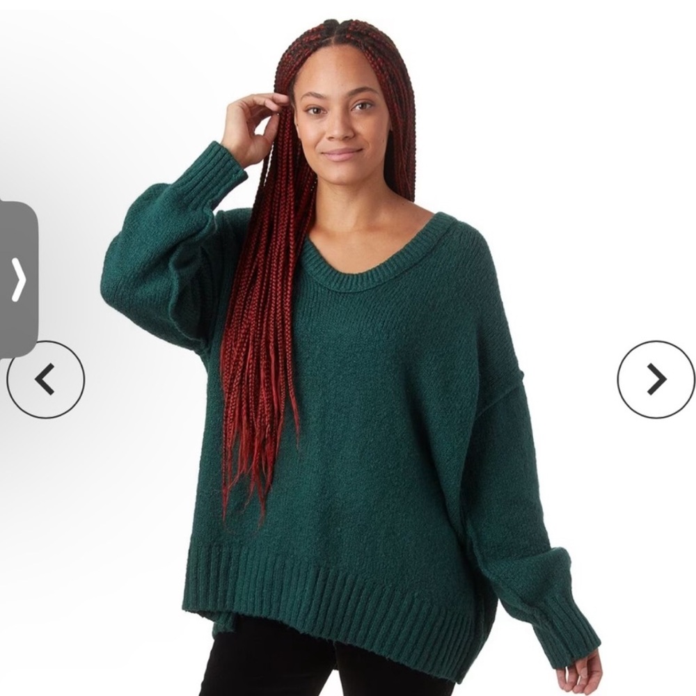 Free People Brookside Sweater Womens Medium Green Slouchy Oversized Tunic